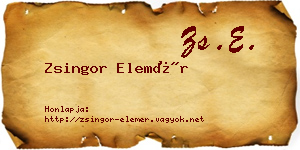 Zsingor Elemér névjegykártya